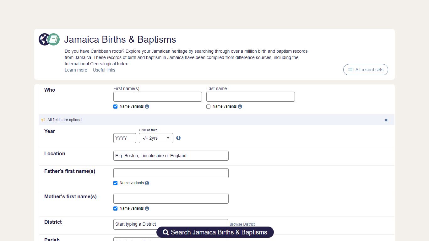 Jamaica Births & Baptisms | findmypast.com